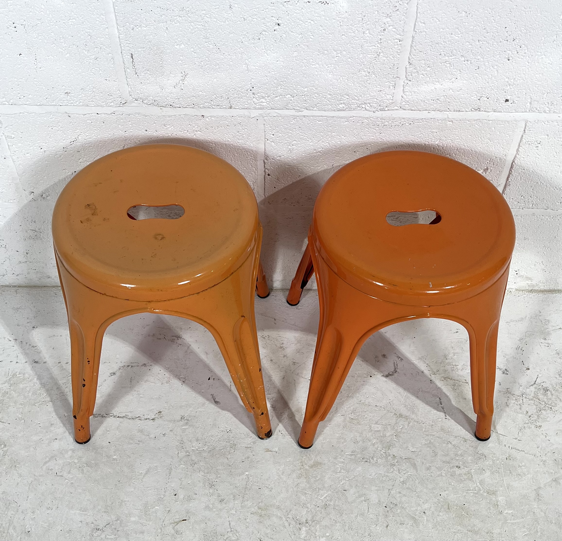A near pair of retro style bistro metal stools, height 45cm. - Image 3 of 5