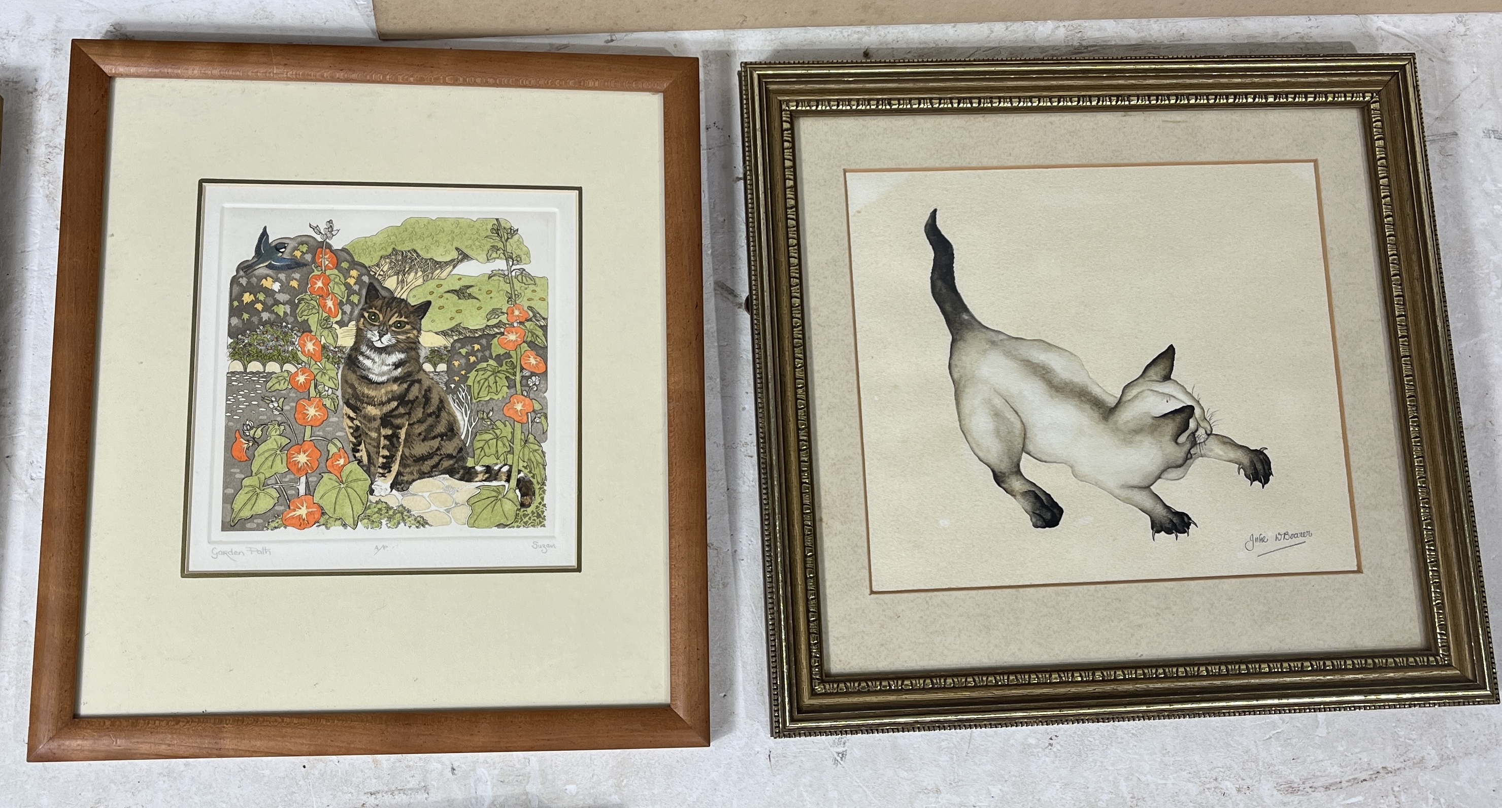 A large collection of pictures on the subject of cats including Louis Wain Oleograph print "Cats - Image 4 of 6