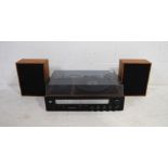 A vintage Pye 1612 stereo music system, including a pair of Pye 5780 8ohm bookshelf speakers