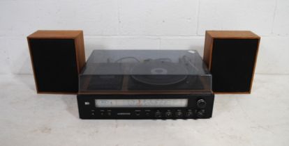 A vintage Pye 1612 stereo music system, including a pair of Pye 5780 8ohm bookshelf speakers