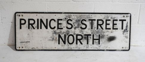 A vintage metal street sign for 'Prince's North Street' - 38cm x 114cm