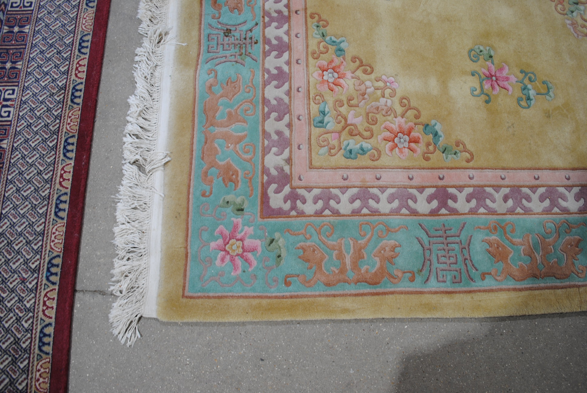 A large Chinese yellow ground rug - 318cm x 218cm - Image 4 of 5
