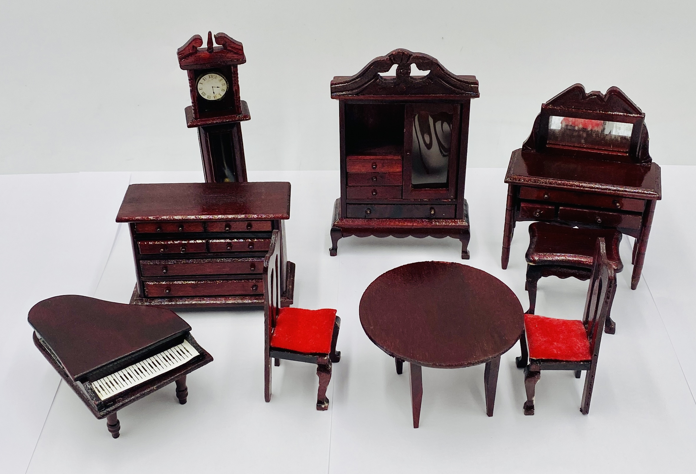 A collection of dolls house furniture including a floral three-piece suite, dining table and chairs, - Image 6 of 6