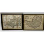Two antique maps of Somerset Shire and Dorset- largest 19cm x 25.5cm