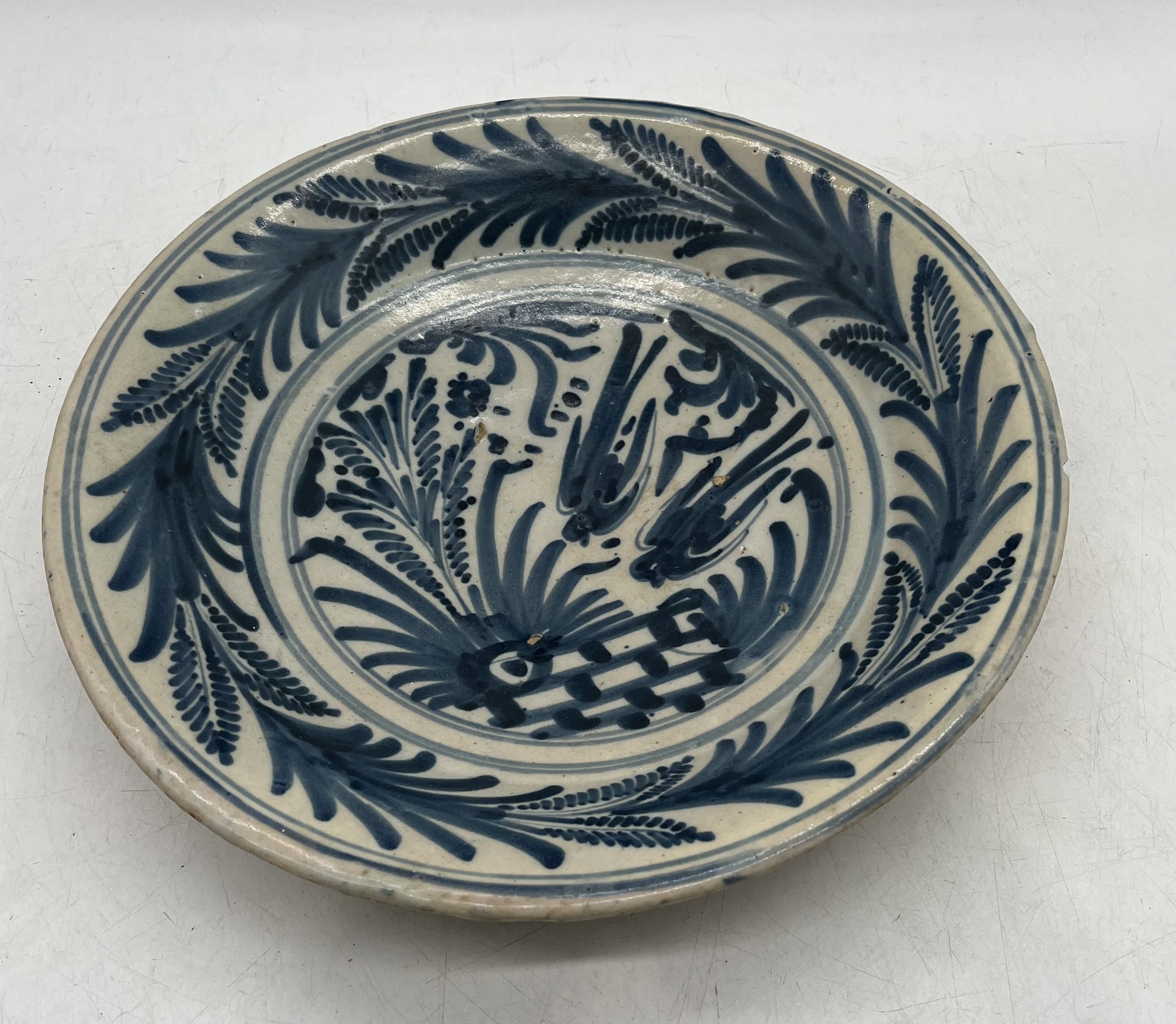A vintage Delft bowl (diameter 35cm) with birds and floral design - Image 2 of 10