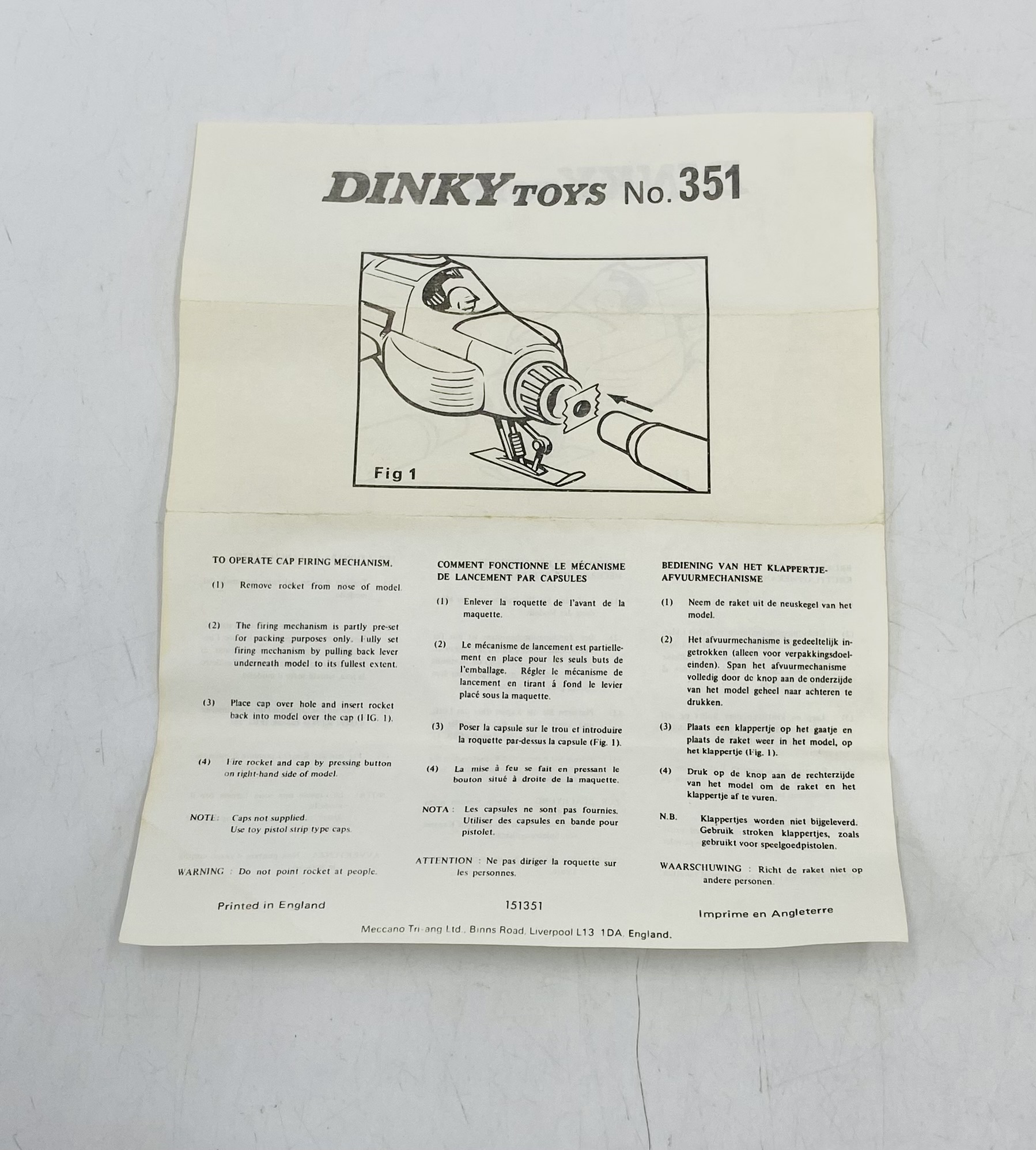 A vintage boxed Dinky Toys "U.F.O. Interceptor" die-cast model (No 351) - Image 8 of 8