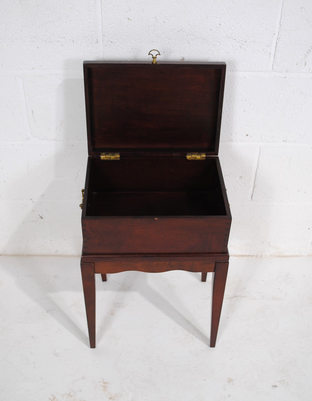 A small mahogany box on stand, with brass handles - height 54cm - Image 4 of 4