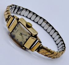 A 9ct gold ladies Certina wristwatch on expandable strap