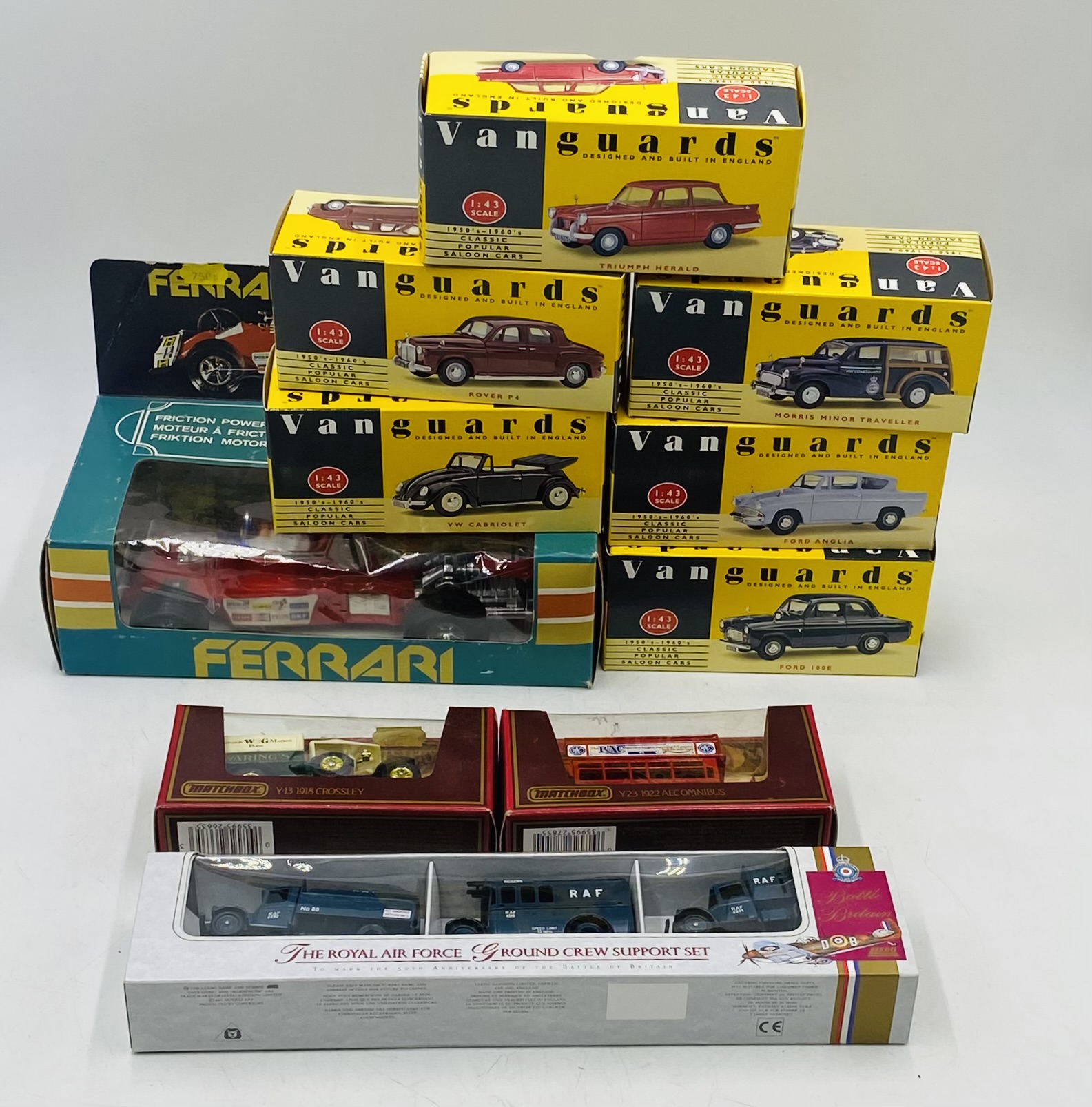 A collection of six boxed die-cast Vanguards Classic Popular Saloon Cars including a Rover P4,