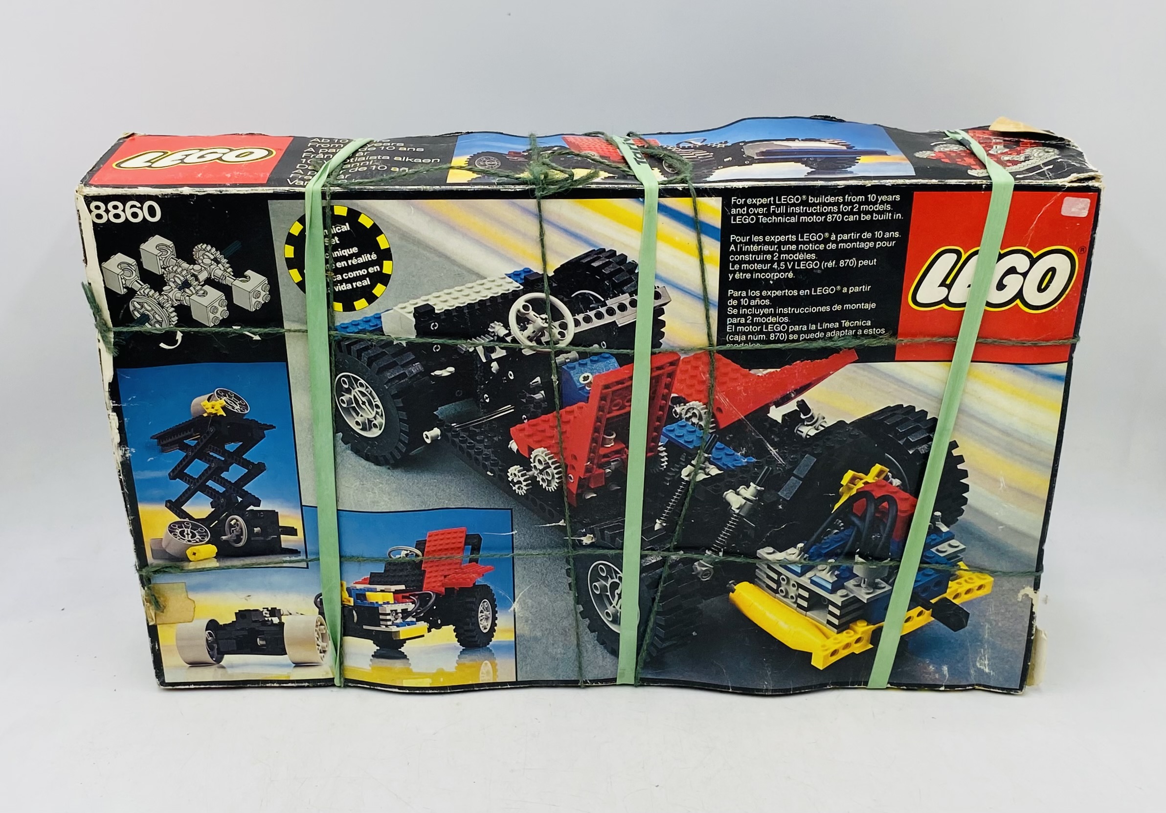 Three boxed vintage Lego Technic sets including Car Chassis (8860), Tractor (8849) and Forklit (850) - Image 2 of 5