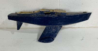 A vintage blue painted pond yacht - A/F