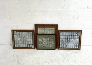 Four sets of framed cigarette cards including Ogden's "Greyhound Racing" W A & A C Churchman's "