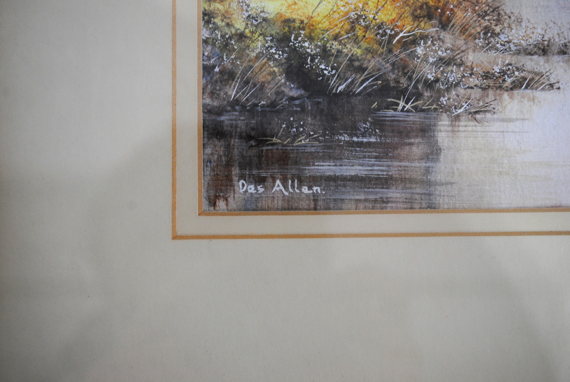 Five framed paintings, comprising two landscape watercolours signed 'Mercy Oddy', two landscape - Image 7 of 14