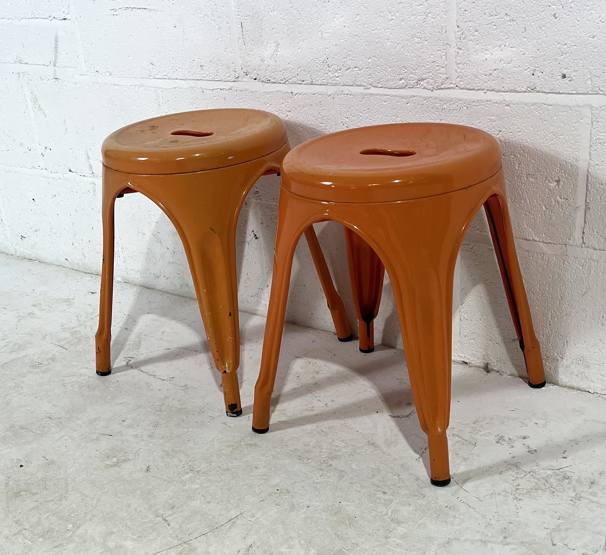 A near pair of retro style bistro metal stools, height 45cm. - Image 2 of 5