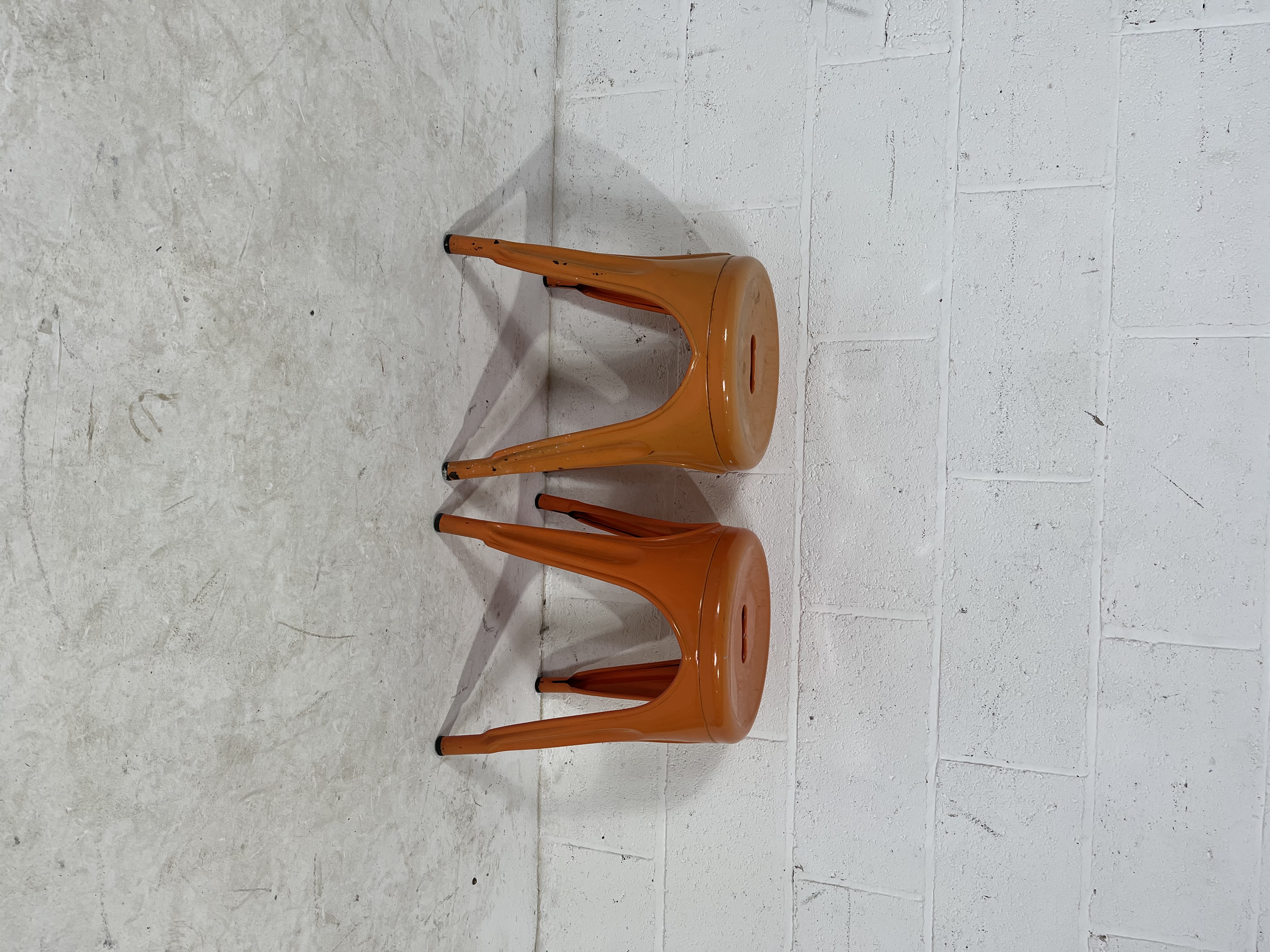 A near pair of retro style bistro metal stools, height 45cm. - Image 4 of 5