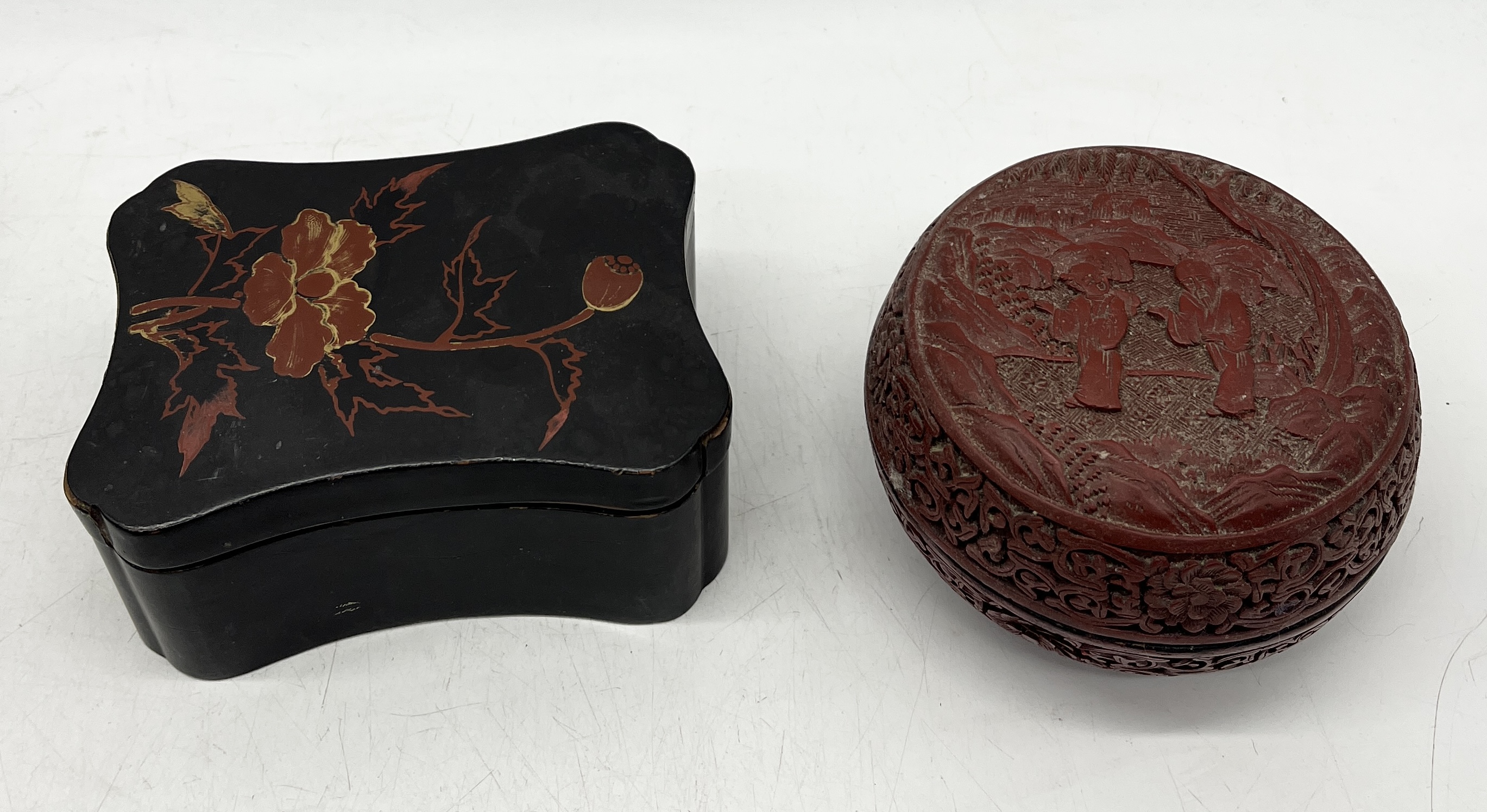 A collection of Eastern boxes including Lacquer ware Japanese tin etc. - Image 7 of 7