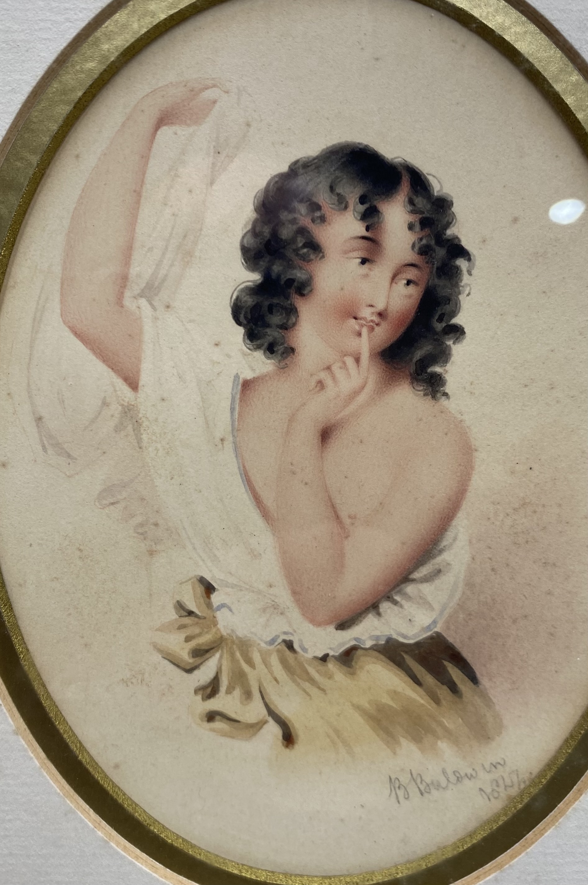 Benjamin Baldwin watercolour of a girl signed in pencil with illegible date along with another - Bild 3 aus 7