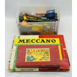 A vintage boxed Meccano Outfit No 4 set, along with a collection of loose Meccano and Accessory