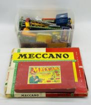 A vintage boxed Meccano Outfit No 4 set, along with a collection of loose Meccano and Accessory