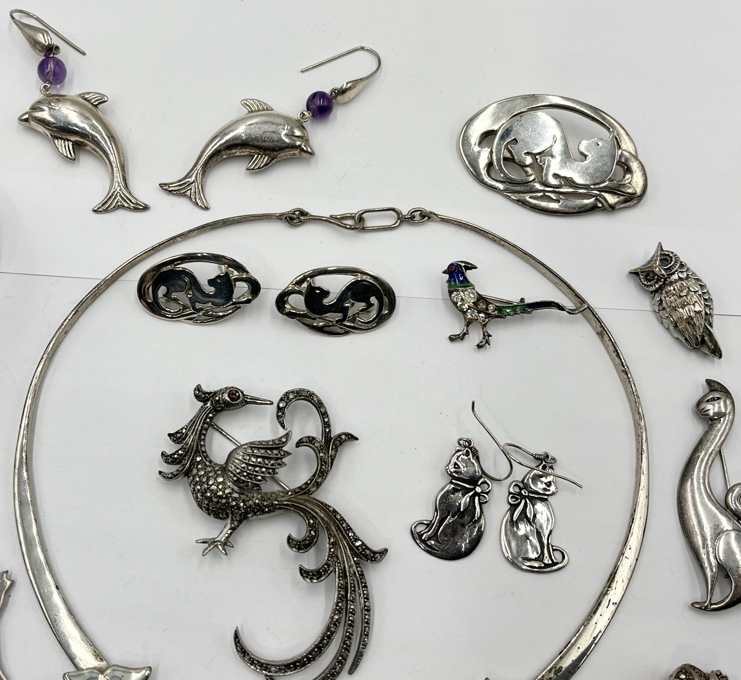 A collection of 925 silver and similar jewellery all animal themed - Image 3 of 4