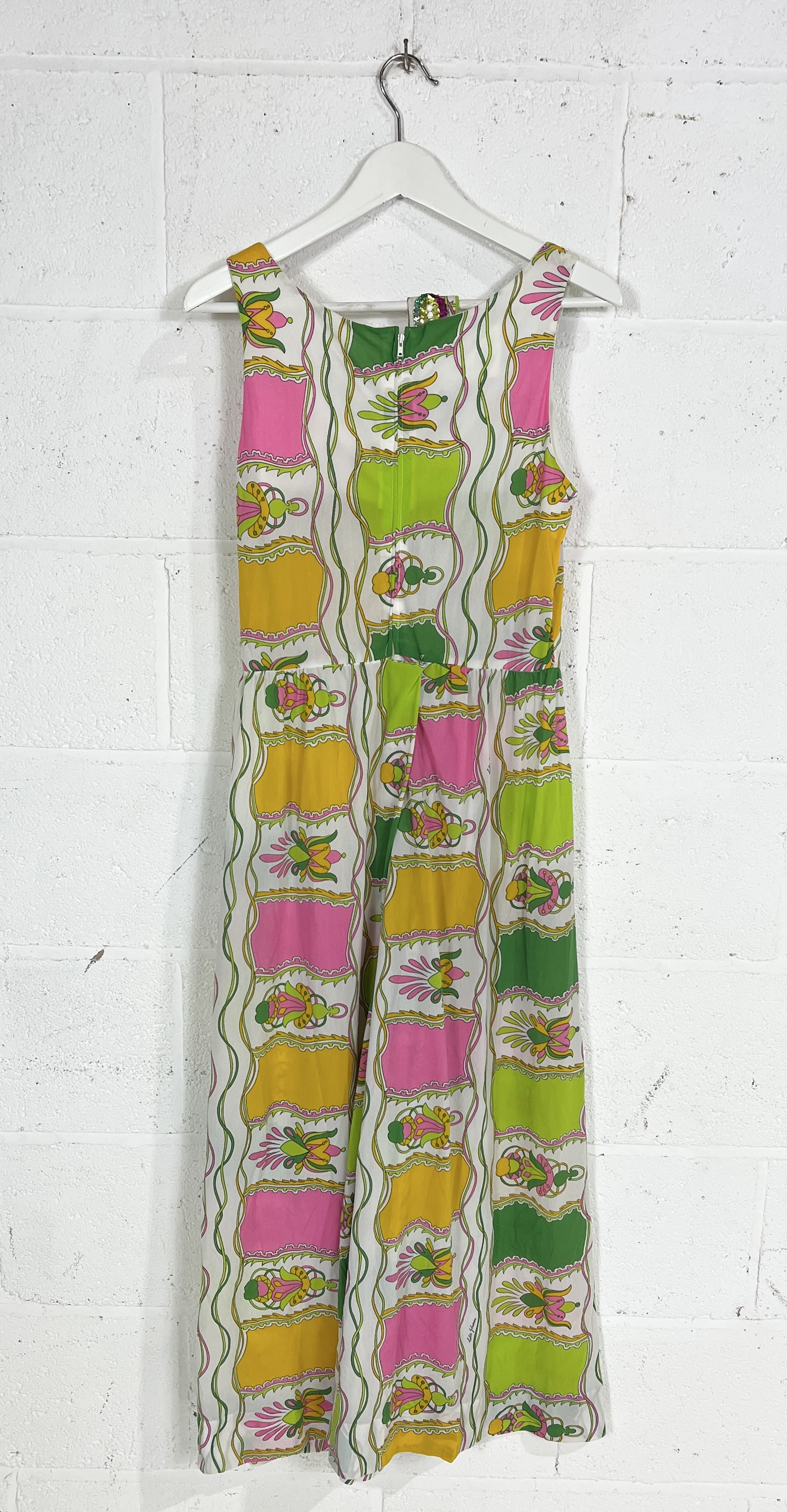 A vintage 1970's jumpsuit by Colin Glascoe with brightly coloured floral design - Image 6 of 6
