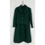 A vintage 1960's Christian Dior "Diorling" dress and jacket set, fully lined in emerald green