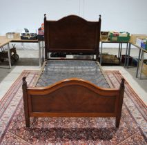 A turn of the century inlaid mahogany bed - width 122cm, depth 203cm, height 138cm