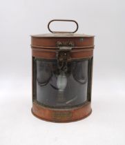 An antique converted 'Meteorite' copper ships lantern - crack to glass