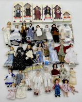 A collection of dolls house figurines including boxed Hickleton Collectors dolls, unboxed dolls