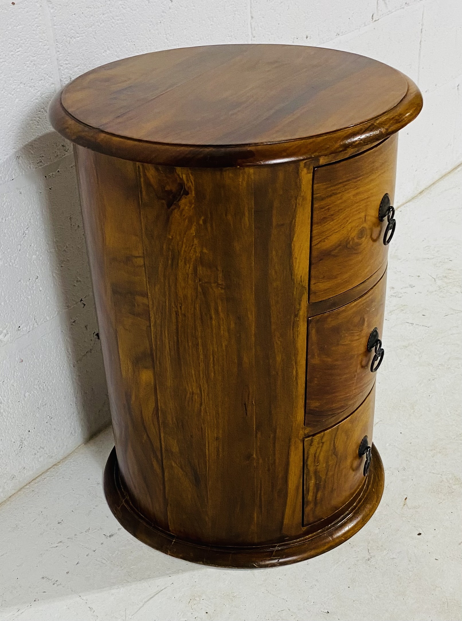 A cylindrical bedside set of three drawers, diameter 45cm, height 61cm - Image 7 of 7