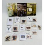 A collection of Model Village miniatures 1;24th size along with three books by Fiona Broadwood.