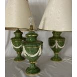 A set of three classically styled table lamps, height including fitting 50cm