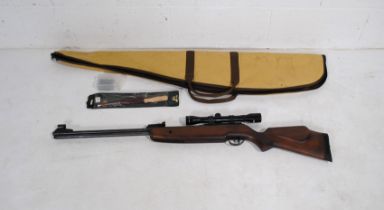 A BSA .177 underlever air rifle, with Tasco 4x32 scope, cleaning kit and case