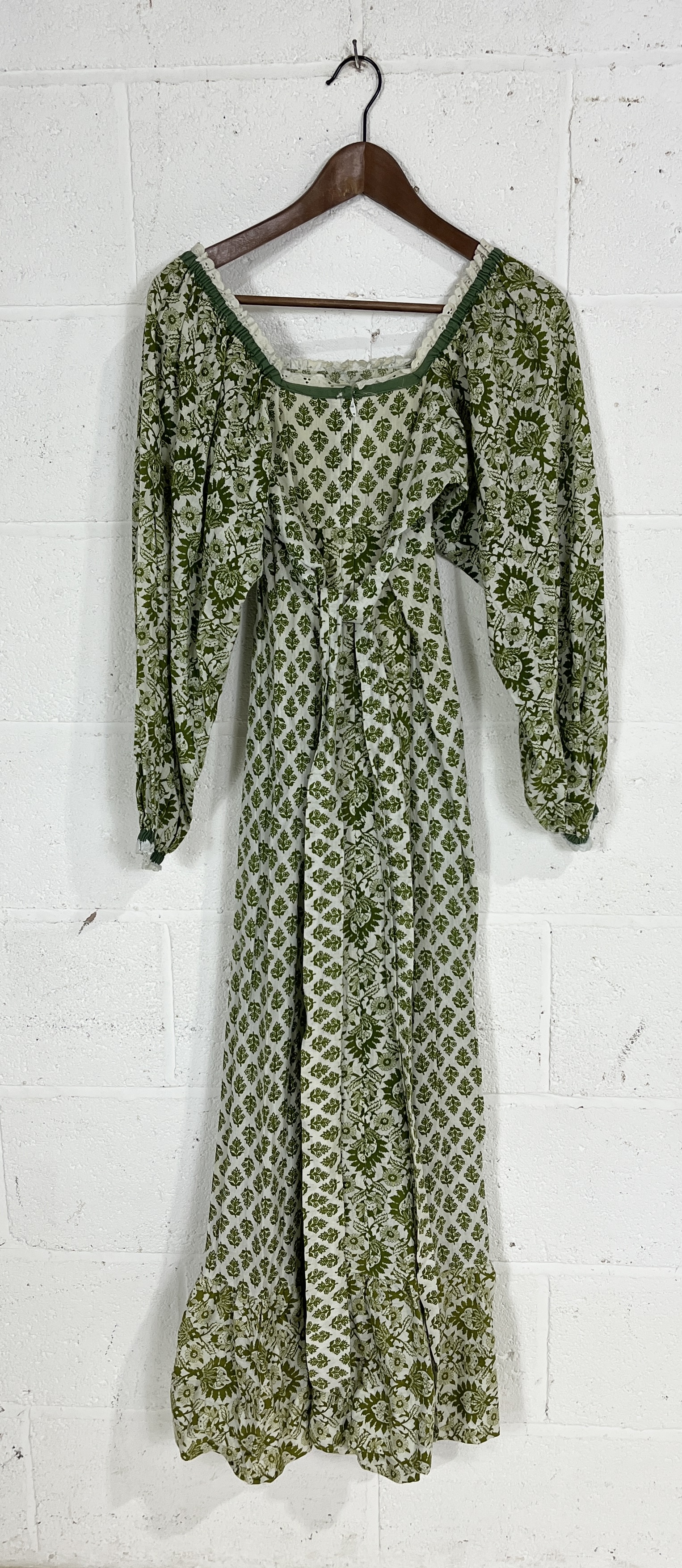 Three vintage 1970's full length dresses including an Earlybird prairie dress, Mister Ant striped - Image 4 of 12