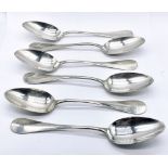 A set of six French silver serving spoons with Minerva 1 hallmark (950), maker Henri Soufflot, total