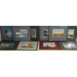 A collection of art work by the artist Leonard Etheridge, various landscapes etc all framed and