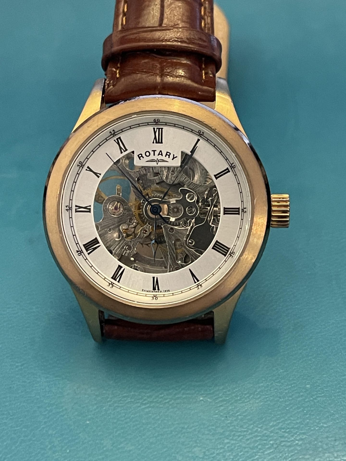 Rotary automaic mens skeleton watch - Image 3 of 5