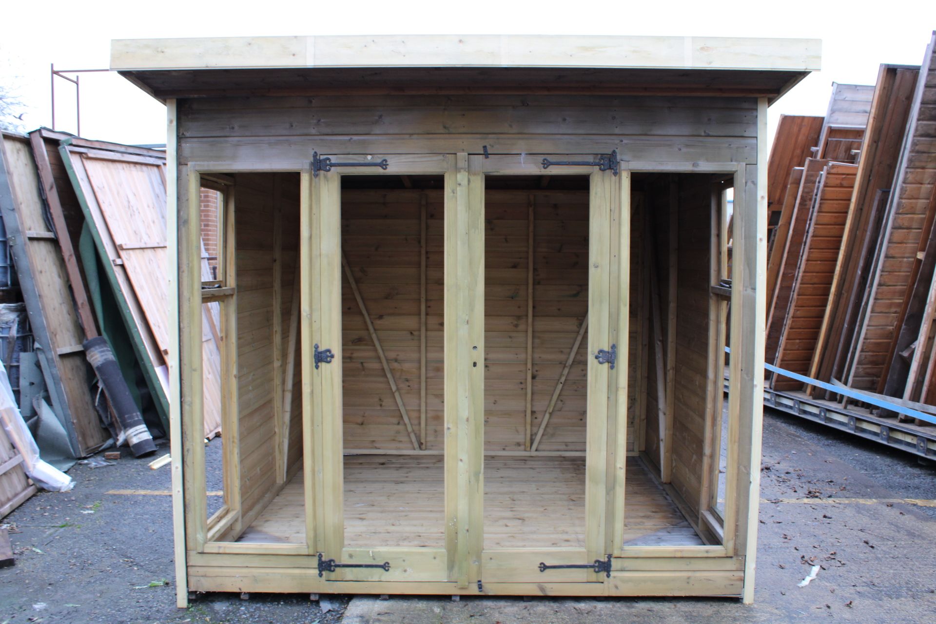 8x8 Ex-display Pressure Treated pent summerhouse building with opening side windows,RRP £3265 - Image 3 of 6