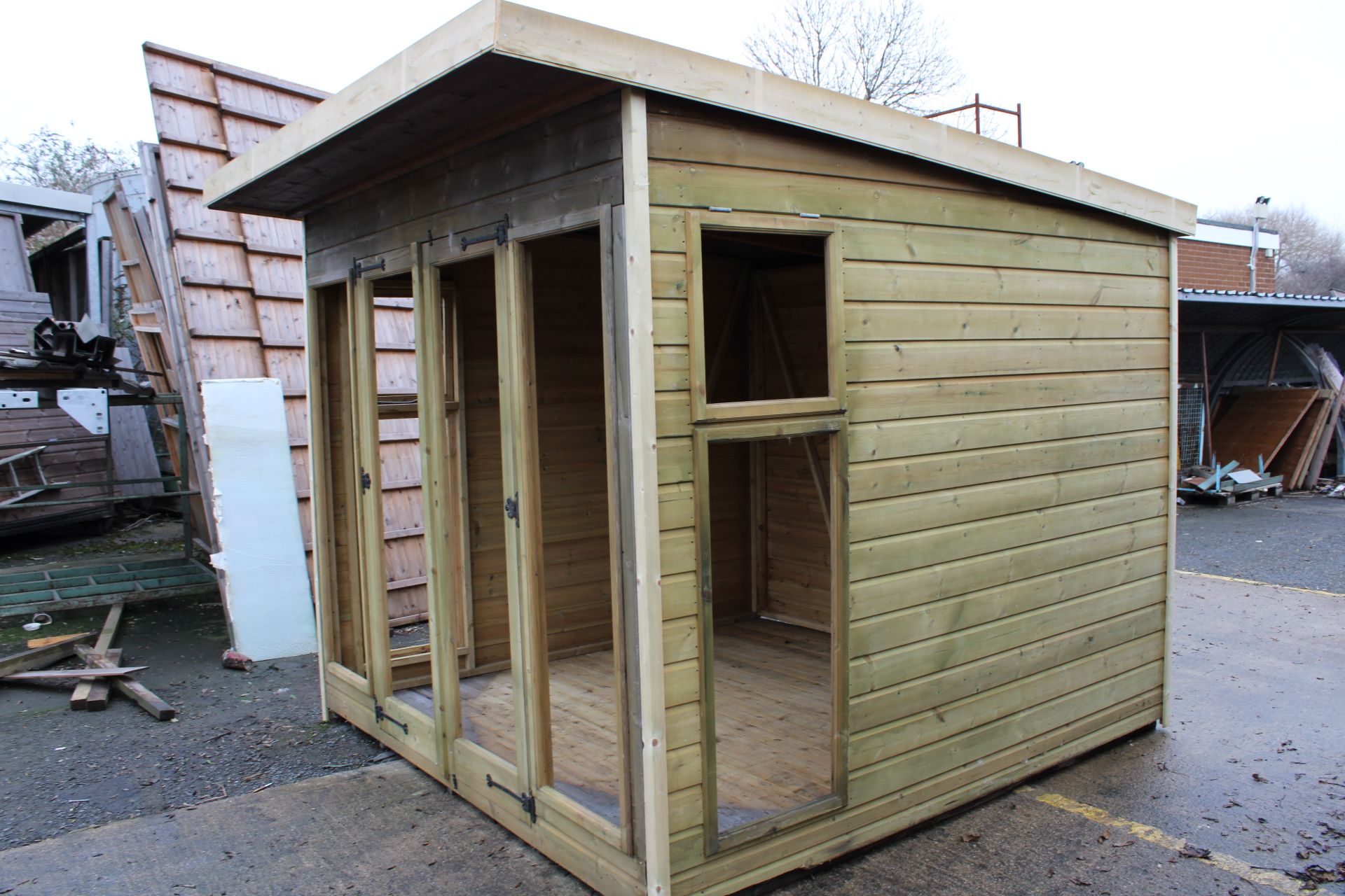 8x8 Ex-display Pressure Treated pent summerhouse building with opening side windows,RRP £3265 - Image 6 of 6