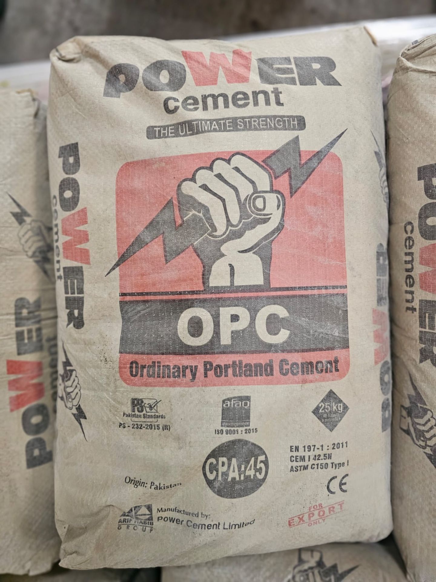 Eco-Friendly Plastic Cement Bags 25kg. 40 Bags per pallet.