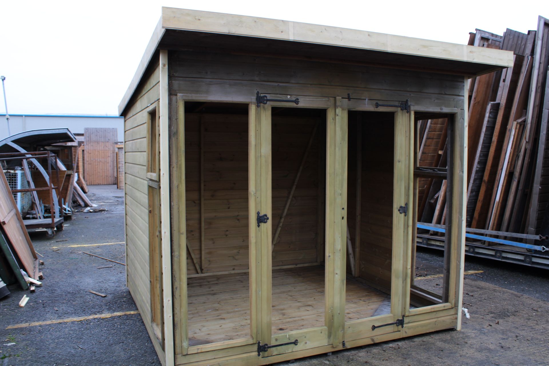 8x8 Ex-display Pressure Treated pent summerhouse building with opening side windows,RRP £3265 - Image 2 of 6