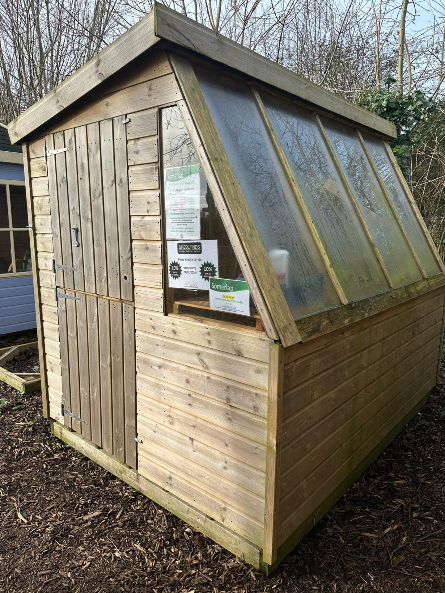 Ex-display 8x6 pressure-treated potting shed timber building, premier 19mm Nominal - Image 5 of 5