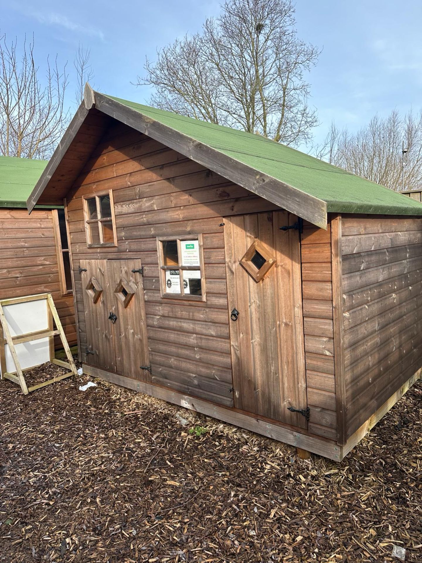 Ex-display 6x10 2-storey timber playhouse with garage, Standard 16mm Nominal Cladding £1779 - Image 2 of 3