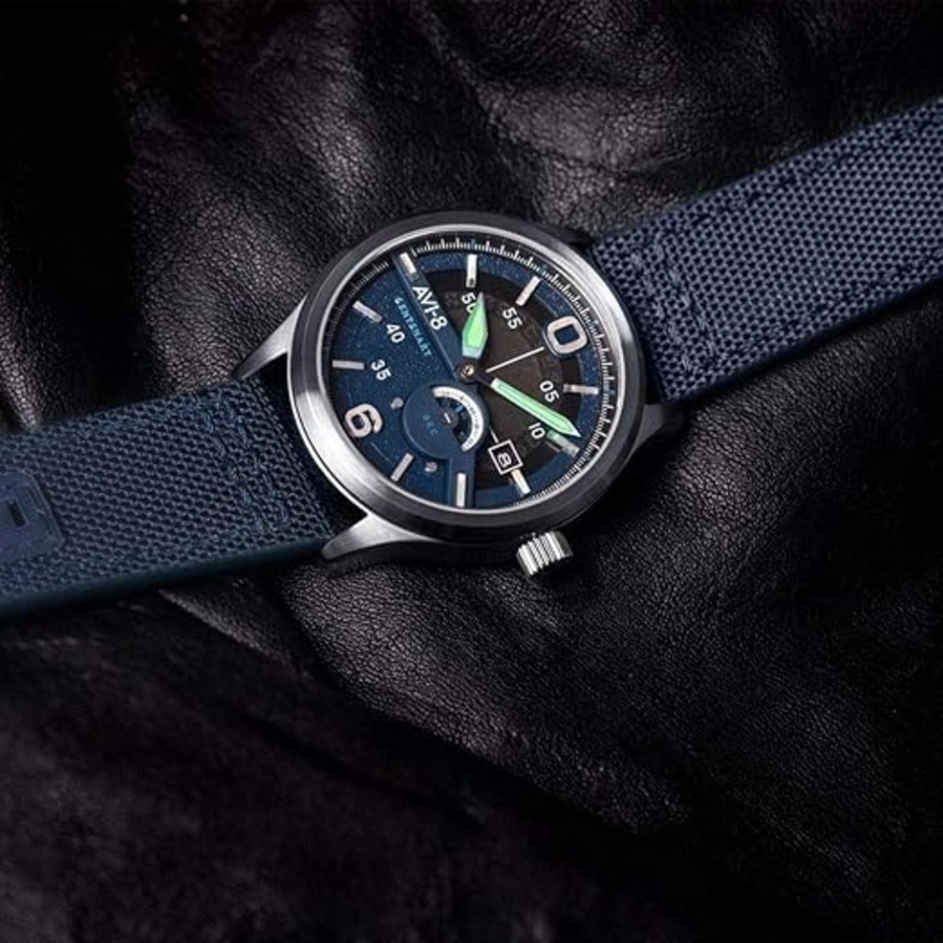 AVI-8 Analog Greenbluel Men's Automatic Watch-AV-4061-02 RRP£450 - Image 2 of 4