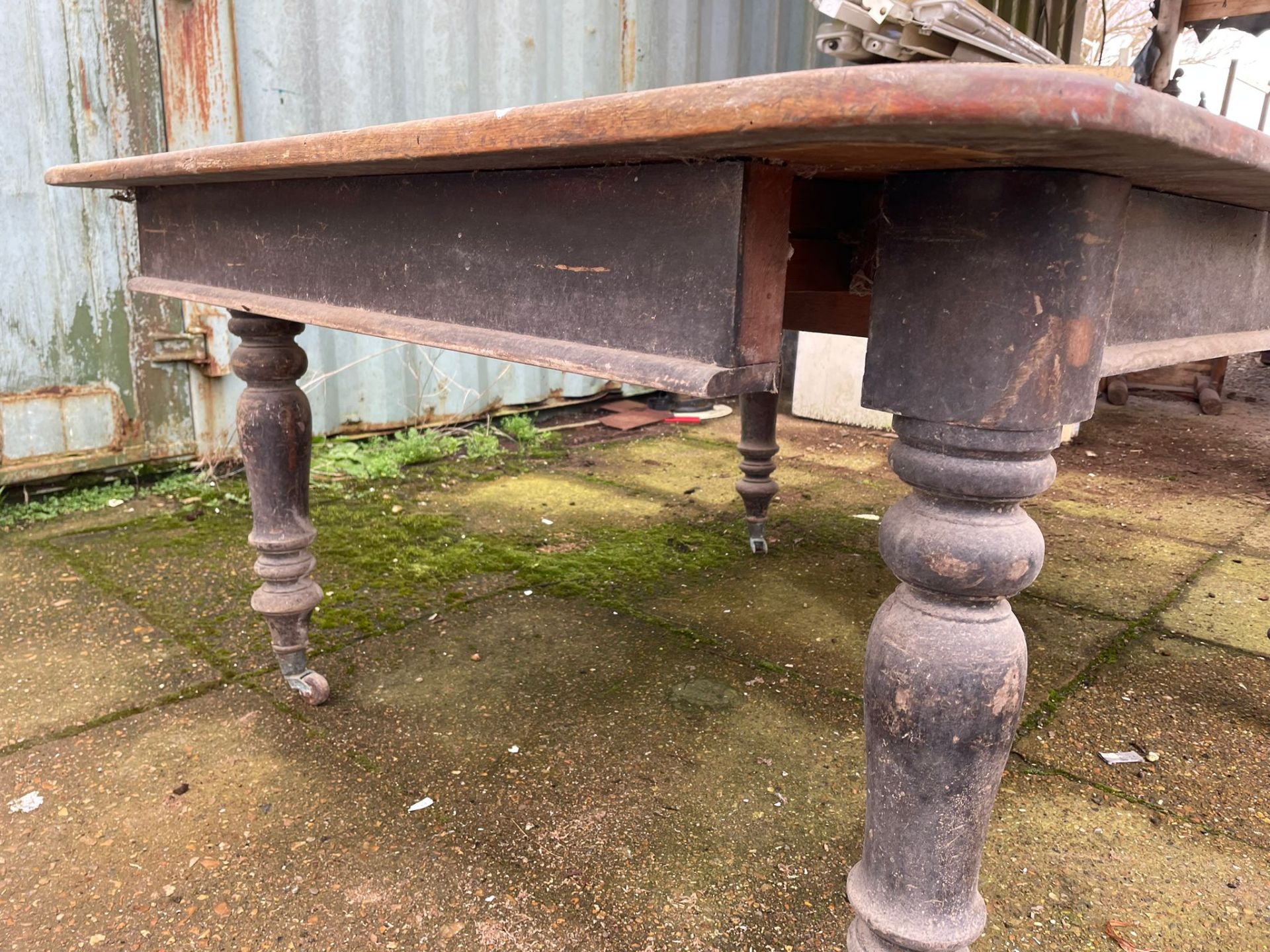 Victorian 4 foot square makes 8 foot drawer leaf table - Image 3 of 3