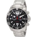 Swiss Made Rotary Men's Quartz Watch with Black Dial Chronograph Display and Silver Stainless