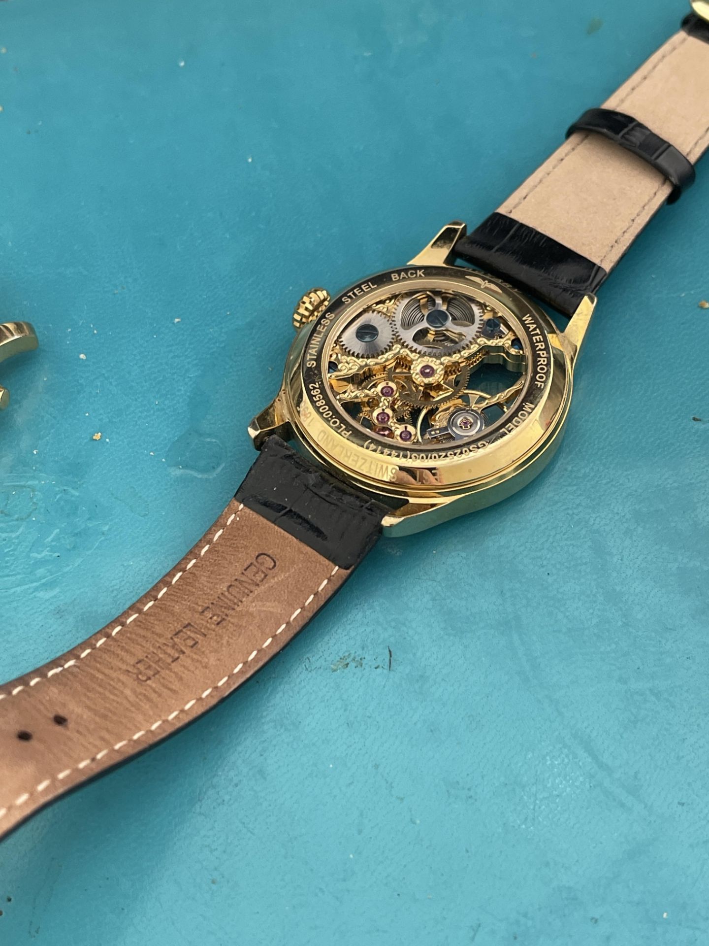 Rotary rare skeleton men's wristwatch gold plated..return or demo RRP299 - Bild 8 aus 8