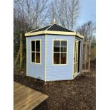Ex-display 10x10 Octagonal painted blue and lemon with black tiled roof, Standard 16mm