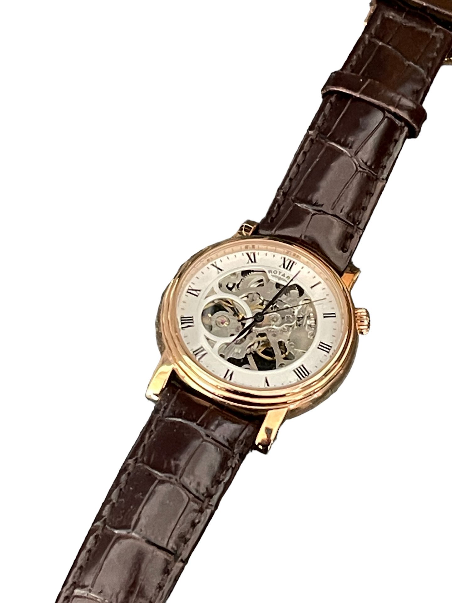 Rotary Skeleton watch mechanical gold plated working - Image 3 of 3