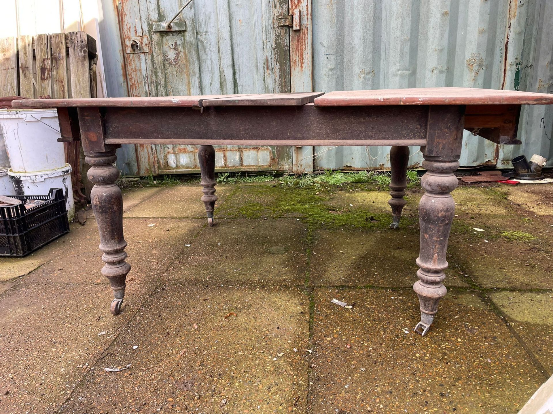 Victorian 4 foot square makes 8 foot drawer leaf table - Image 2 of 3
